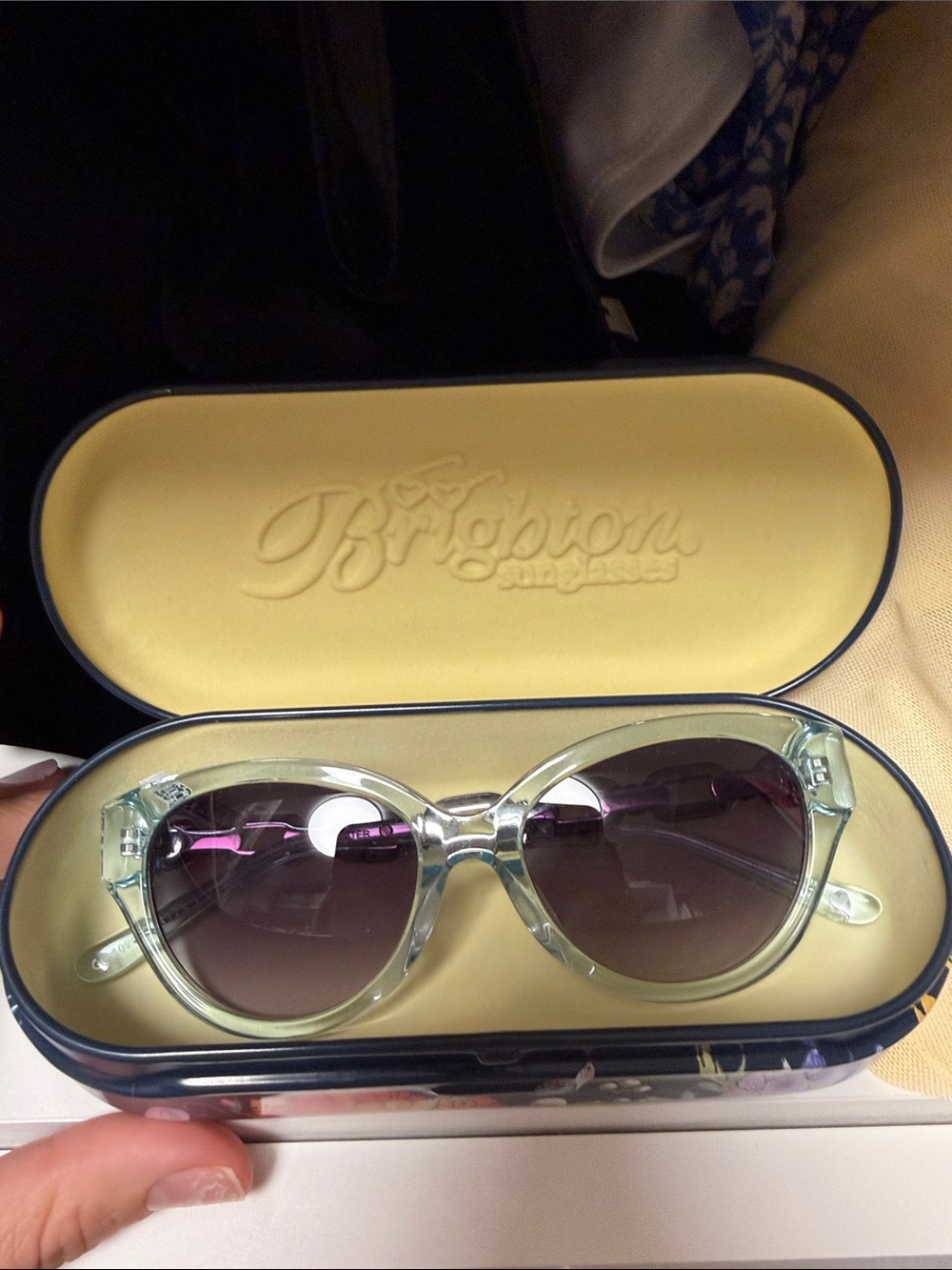 Brighton Translucent Light Blue Round Sunglasses with Gradient Lenses